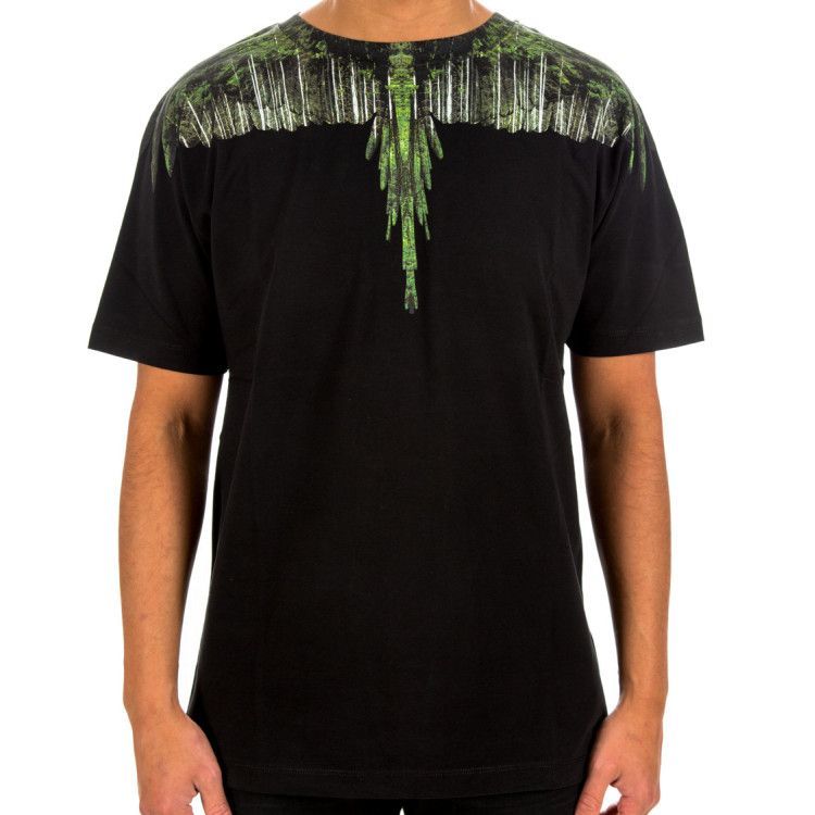 Cheap Marcelo Burlon Camiseta Negra con Diseño de Alas. CMAA018R20JER0191055