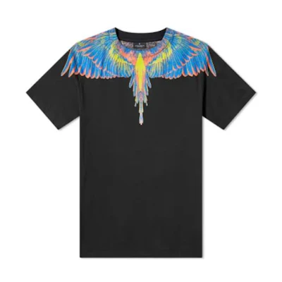 Marcelo Burlon Black Wing Print Crew Neck T-Shirt. CMAA018S20JER0011084
