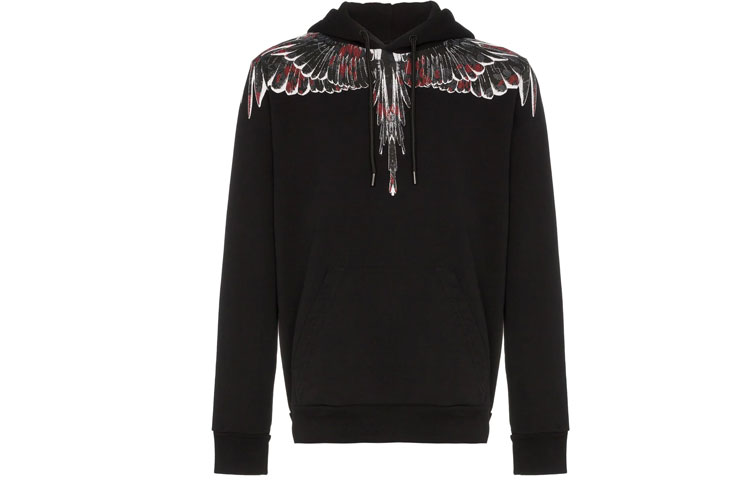 Marcelo Burlon  Black Wing Print Hoodie CMBB007E196300081088