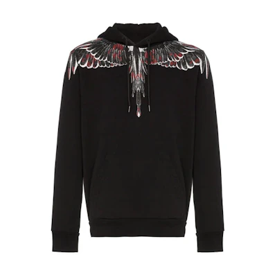 Marcelo Burlon Black Wing Print Hoodie CMBB007E196300081088