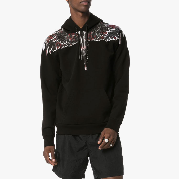 Lookbook 马塞洛·伯龙 黑色翅膀印花连帽衫 CMBB007E196300081088
