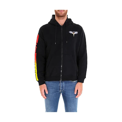 Marcelo Burlon Black Zip-Up Hoodie Jacket with Animal Print CMBE002-F18506063