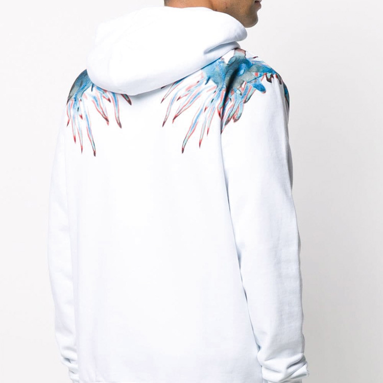 Purchase Marcelo Burlon 白色連帽衫搭配海螺圖案印花。 CMBB007F20FLE0100140