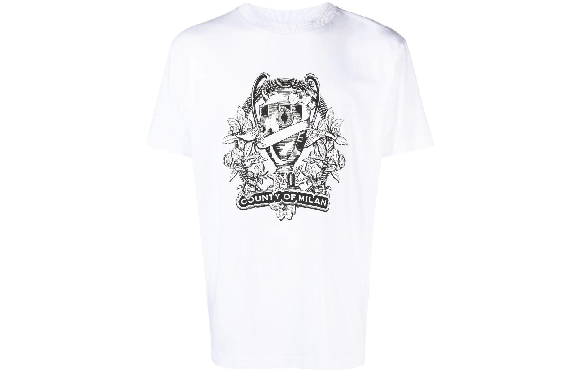 Marcelo Burlon  White Logo Printed Crew Neck T-Shirt. CMAA018F22JER0090110