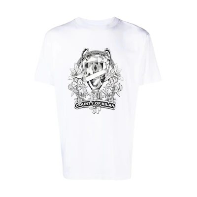 Marcelo Burlon White Logo Printed Crew Neck T-Shirt. CMAA018F22JER0090110