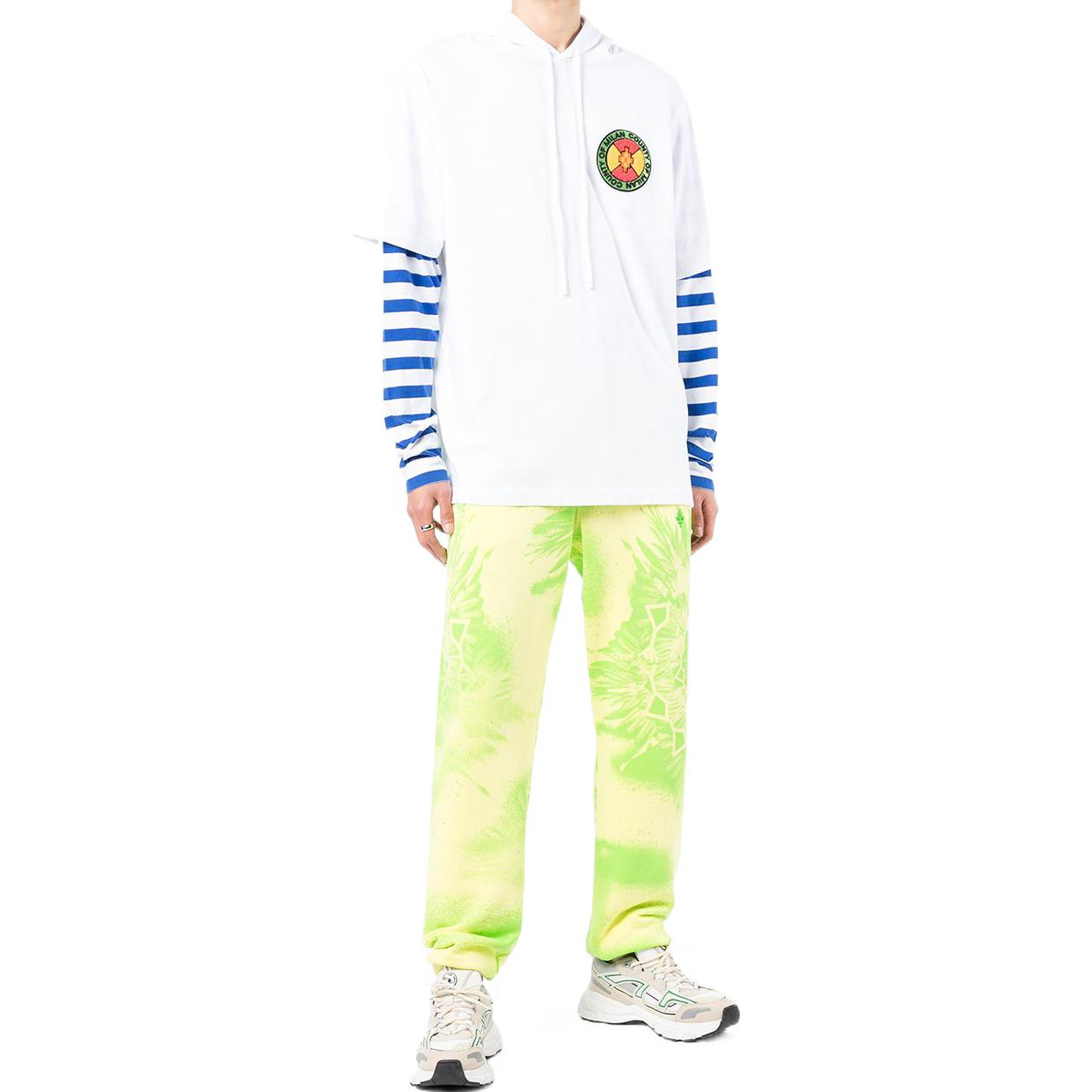 Lookbook Marcelo Burlon Hoodie Putih Longgar dengan Rekaan Tali Serut Berjalur. CMAB044S22JER0030130