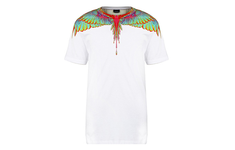 Marcelo Burlon  White T-Shirt with Fluorescent Pink Wing Print. CMAA018R20JER0080140