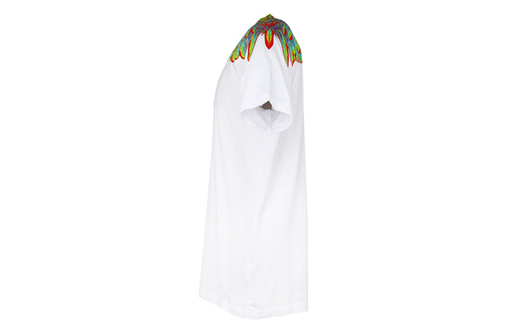 Shop Camiseta Blanca Marcelo Burlon con Estampado de Alas Rosas Fluorescentes. CMAA018R20JER0080140
