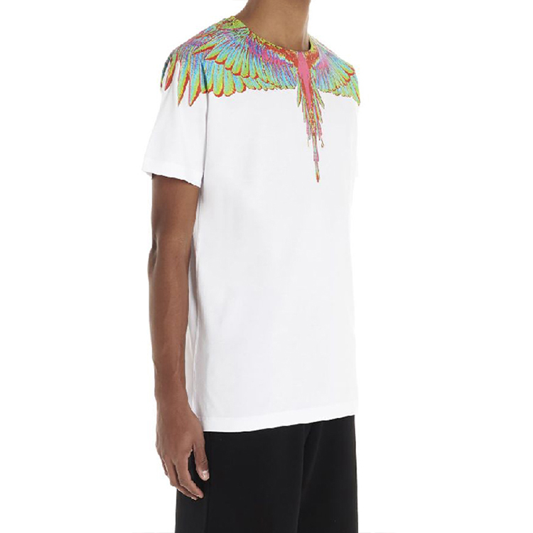 Details for Camiseta Blanca Marcelo Burlon con Estampado de Alas Rosas Fluorescentes. CMAA018R20JER0080140