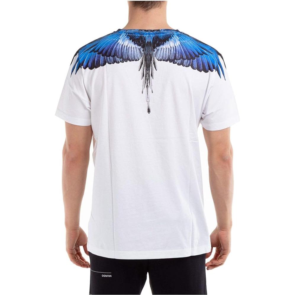 Details for Camiseta Blanca Marcelo Burlon con Estampado de Alas en Degradado Morado-Azul. CMAA018S20JER0010145