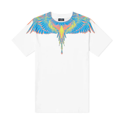 Marcelo Burlon White T-Shirt with Red Yellow Wing Print. CMAA018S20JER0010184