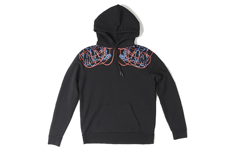 Marcelo Burlon Abstract Hand Print Hoodie Black Edition CMBB007E20FLE0041025