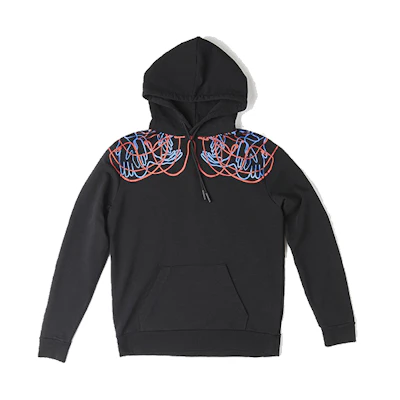Marcelo Burlon Abstract Hand Print Hoodie Black Edition CMBB007E20FLE0041025