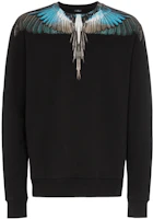 Marcelo Burlon AW19 Black Crewneck Sweatshirt Ice Blue Wings Design. CMBA009E196300091088 Marcelo Burlon AW19 Black Crewneck Sweatshirt Ice Blue Wings Design. CMBA009E196300091088