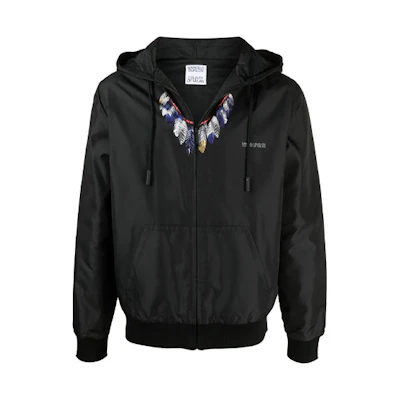 Marcelo Burlon Black Hooded Letter Print Zip-Up Hoodie CMBE001R19630033-1088