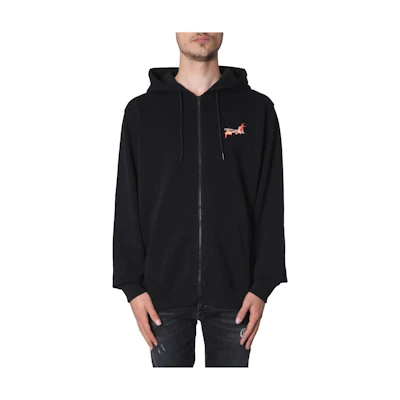 Marcelo Burlon Black Hoodie with Burgundy Wings Design CMBB007F20FLE0011028
