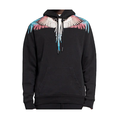 Marcelo Burlon Black Hoodie with Purple-Blue Gradient Wing Print CMBB007S20FLE0011020