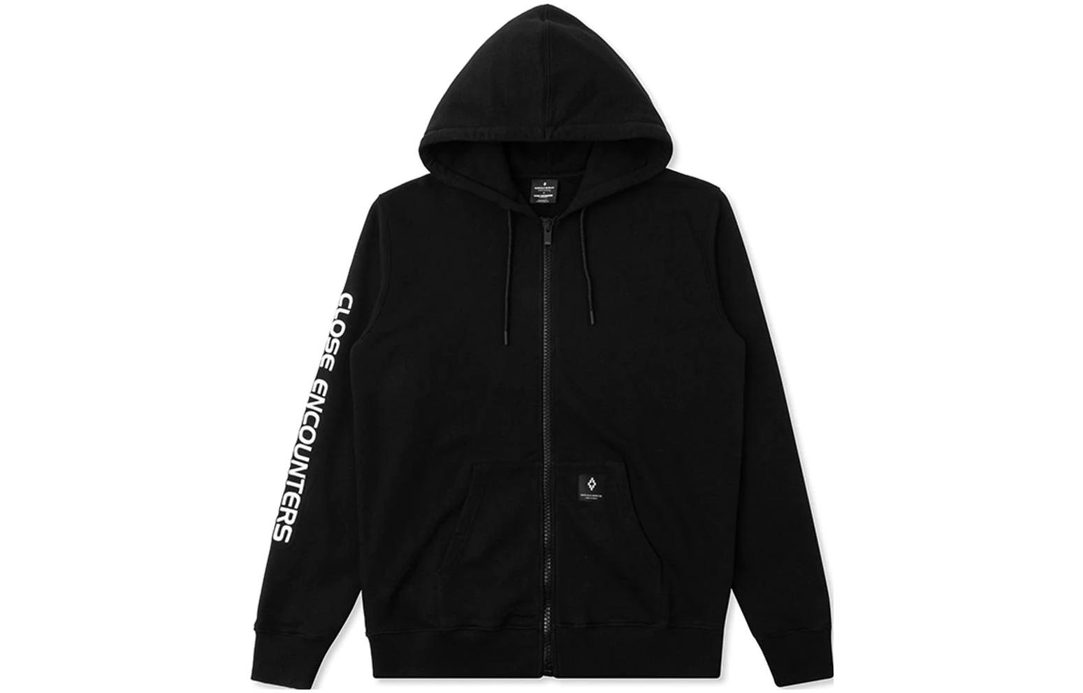 Marcelo Burlon Black Hoodie with Wing Print and Front Pocket CMBB007S196300211088
