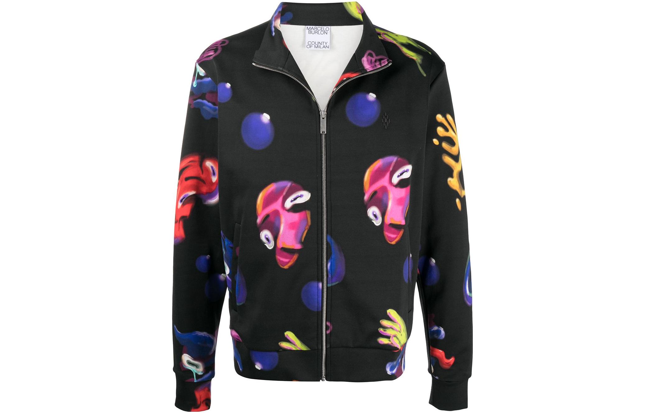 Marcelo Burlon Black Oversized Letter Print Hoodie Long Sleeve CMBB007E20FLE0101040