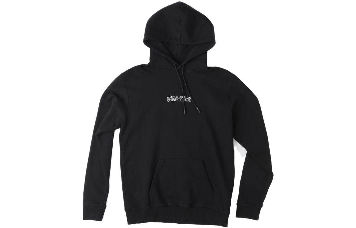 Marcelo Burlon Black Printed Casual Hoodie Long Sleeve Pullover CMBB040R21FLE001-1030