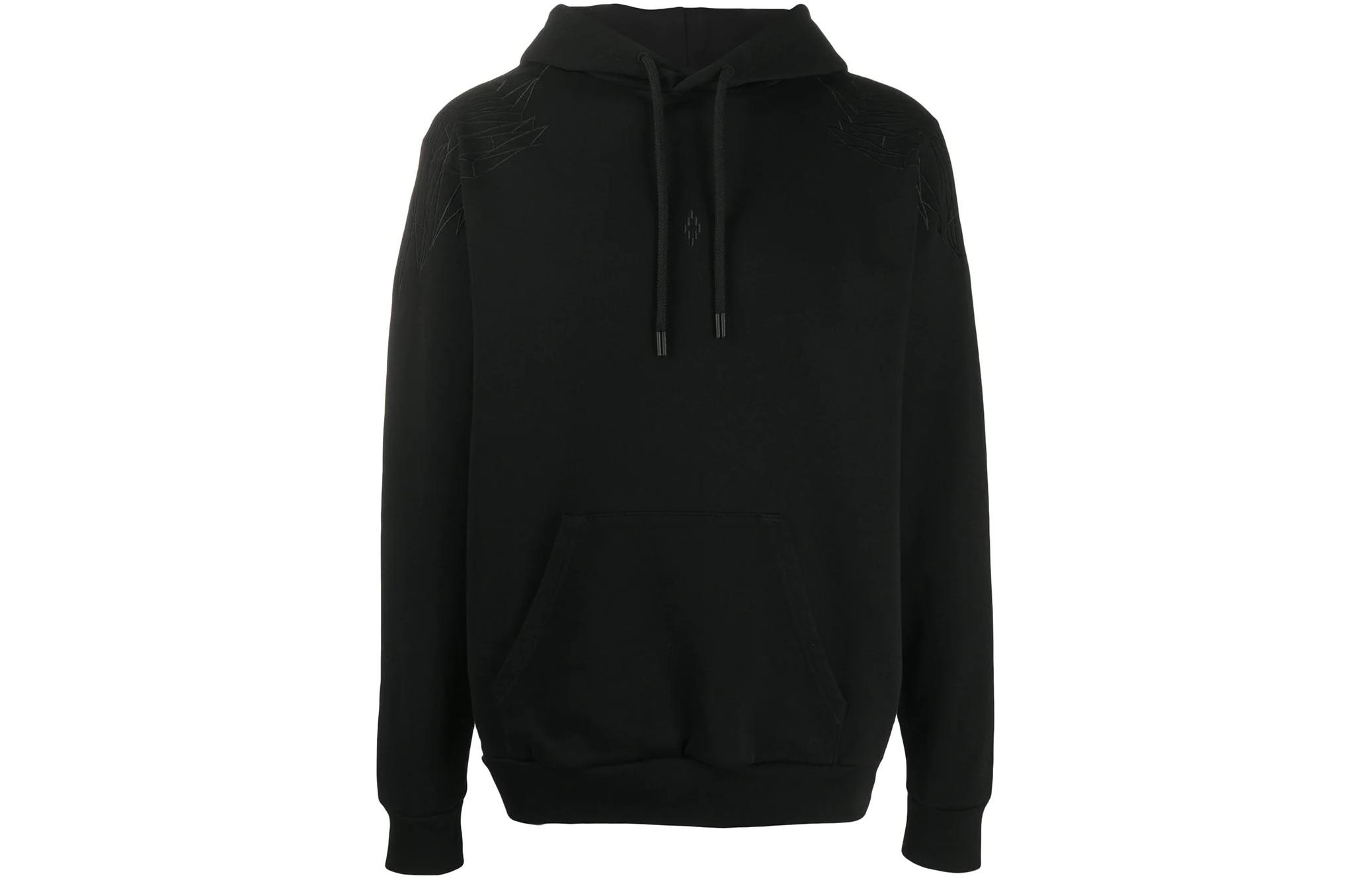 Marcelo Burlon Black Pullover Sweatshirt with Flowing Wings Print CMBA009R20FLE0031040