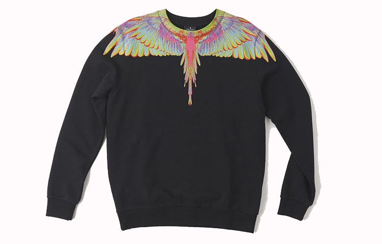 Marcelo Burlon Black Slogan Wings Print Long-Sleeve Sweatshirt cmbb007e196300041088