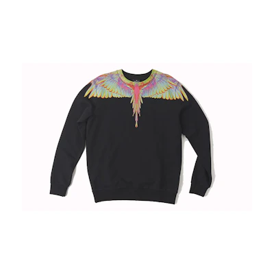 Marcelo Burlon Black Slogan Wings Print Long-Sleeve Sweatshirt cmbb007e196300041088