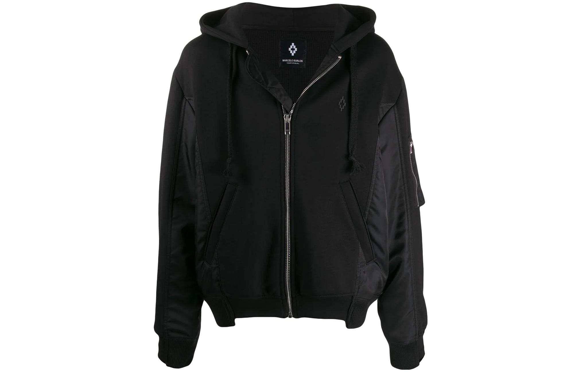 Marcelo Burlon Black Solid High-Neck Long-Sleeve Jacket CMBD007E20JE0011001