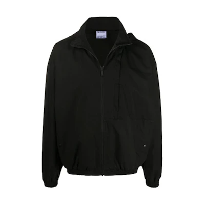 Marcelo Burlon Black Vintage Print Zip-Up Jacket with Stand Collar CMBD007F23JER0011011