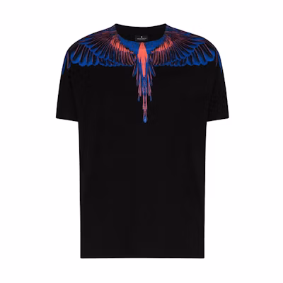 Marcelo Burlon Black T-Shirt with Purple-Blue Gradient Wings Print for Men. CMAA018S20JER0011020