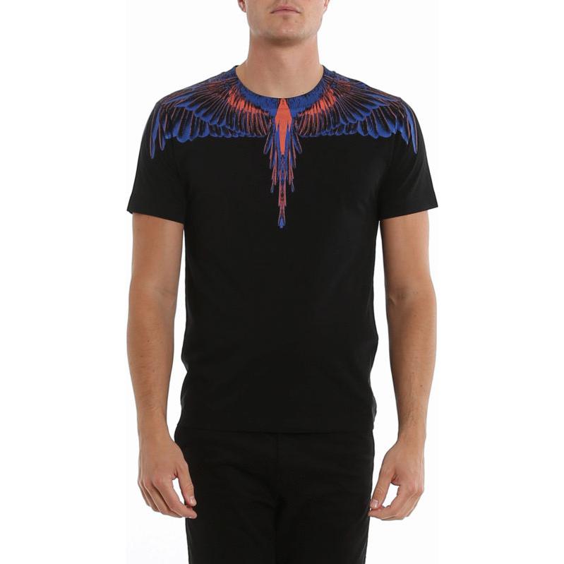 Details for Marcelo Burlon 男款黑色T恤紫藍漸層翅膀設計印花 CMAA018S20JER0011020
