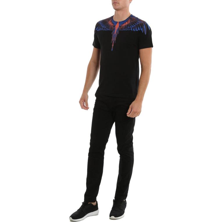 Sizing Marcelo Burlon 男款黑色T恤紫藍漸層翅膀設計印花 CMAA018S20JER0011020