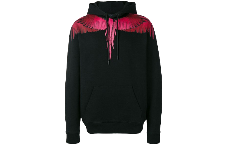 Marcelo Burlon Black Wing Print Hoodie Zip-Up Jacket CMBE001R20FLE0021055