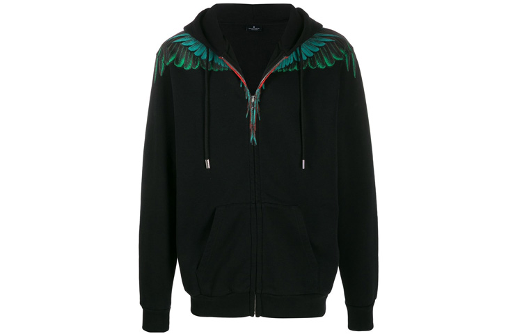 Marcelo Burlon Black Wing Print Pullover Hoodie White CMBA009R20FLE0010110