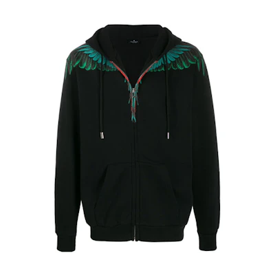 Marcelo Burlon Black Wing Print Pullover Hoodie White CMBA009R20FLE0010110