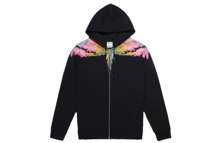 Marcelo Burlon Black Wings Print Hoodie CMBB007F20FLE0031010