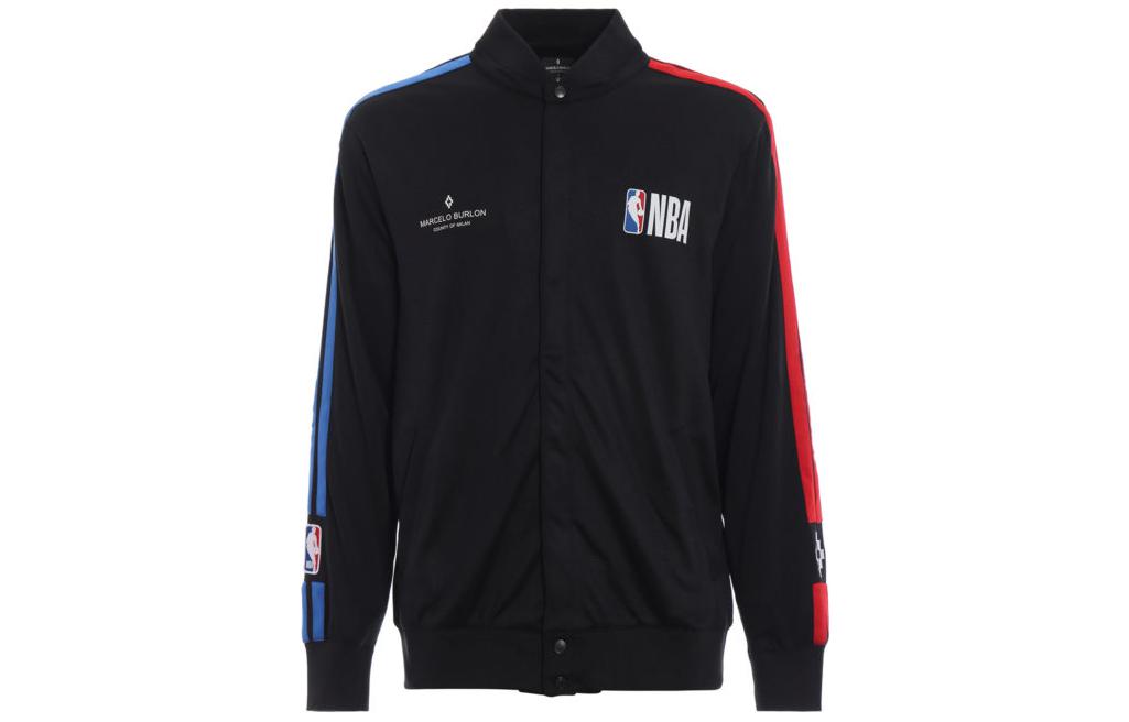 Marcelo Burlon Black Zipped Long Sleeve Jacket with Patch Design 19456135432279811000