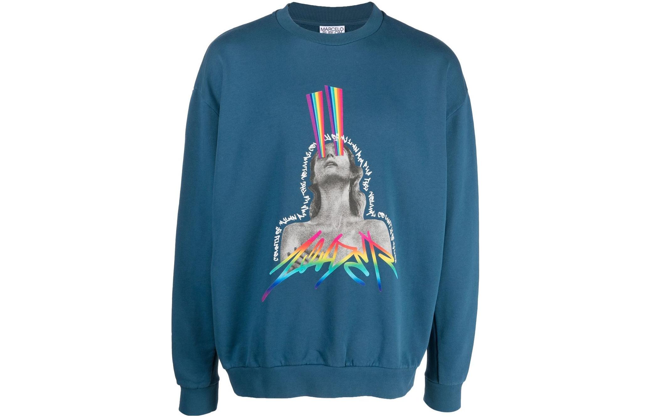 Marcelo Burlon Blue Hooded Jacket for Men CMEO007S21FAB0014501