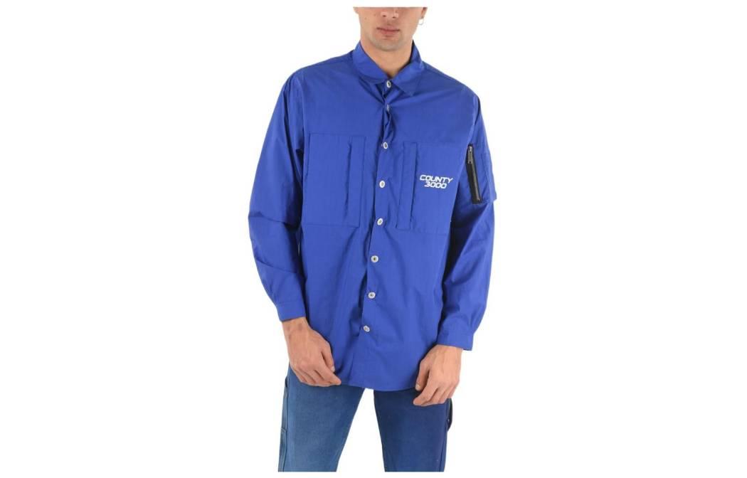 Marcelo Burlon Blue Solid Letter Print Hooded Zip Windbreaker Jacket CMEB024S20FAB002-4501