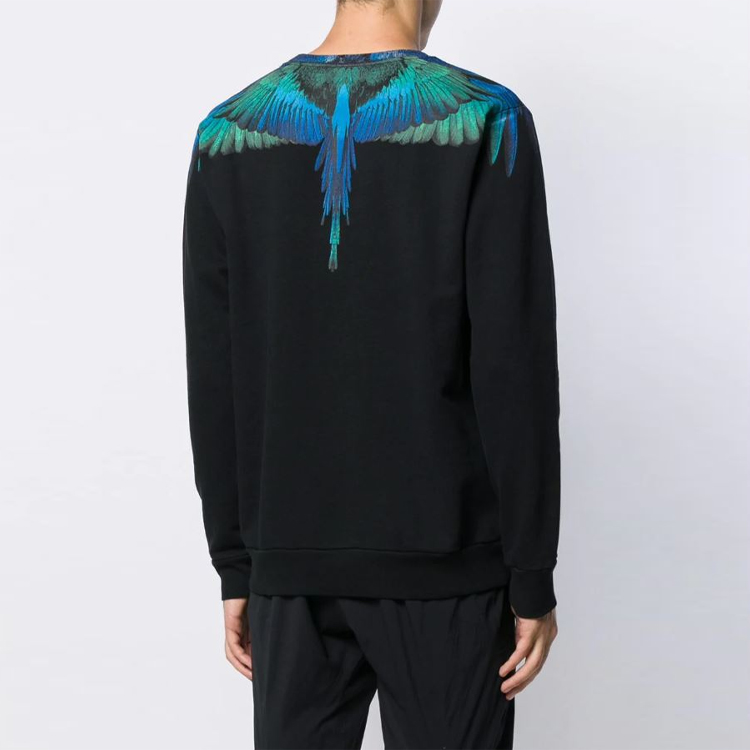 Shop Sudadera Negra Marcelo Burlon Blue Wings Crewneck. CMBA009F195060061088