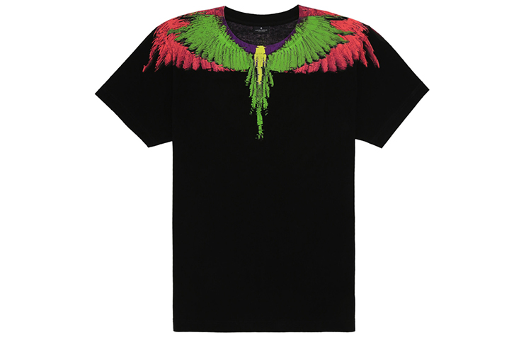 Marcelo Burlon Cotton Green Wings Black T-Shirt  Short Sleeve CMAA018S190010251088
