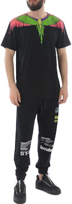 Camiseta Negra de Marcelo Burlon Algodón Verde Alas Manga Corta CMAA018S190010251088 Details for Camiseta Negra de Marcelo Burlon Algodón Verde Alas Manga Corta CMAA018S190010251088