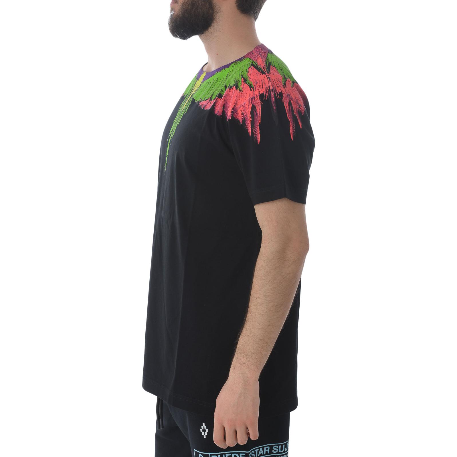 Sizing Camiseta Negra de Marcelo Burlon Algodón Verde Alas Manga Corta CMAA018S190010251088