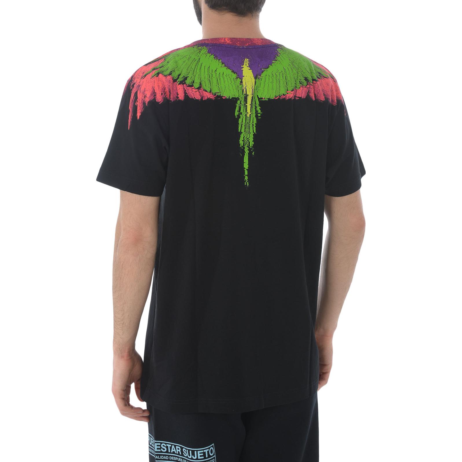 Cheap Camiseta Negra de Marcelo Burlon Algodón Verde Alas Manga Corta CMAA018S190010251088