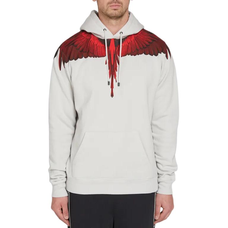 Shop Marcelo Burlon County Milan Hoodie Abu-Abu Graphic Print Pullover. CMBB007E185060010620