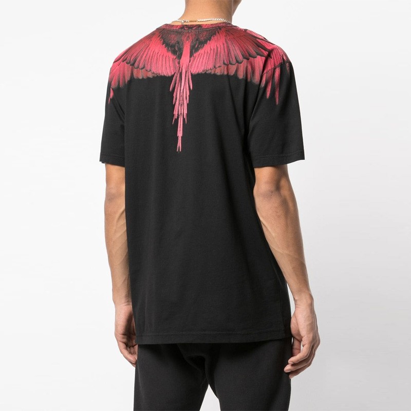 Shop Marcelo Burlon County Milan 黑色紅翼印花短袖T恤 CMAA018S190010221088