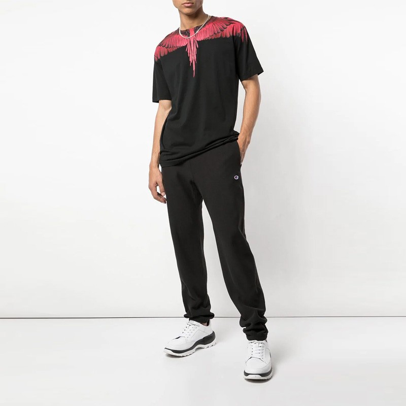 Purchase Marcelo Burlon County Milan 黑色紅翼印花短袖T恤 CMAA018S190010221088