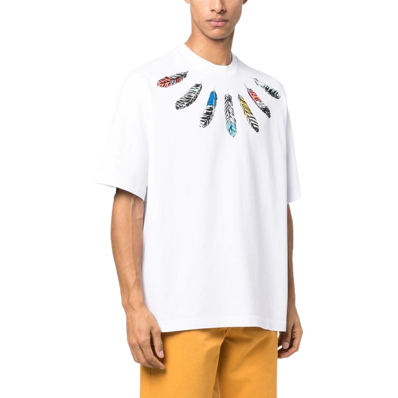 Purchase マルセロバーロン カウンティ ミラン フェザー プリント 白 クルーネック Tシャツ メンズ SS23 CMAA054C99JER0030109