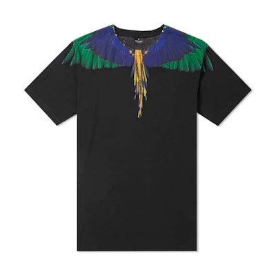Marcelo Burlon County Milan Painted Wings Print Colorblock Tee Black Men. CMAA018S180010041088