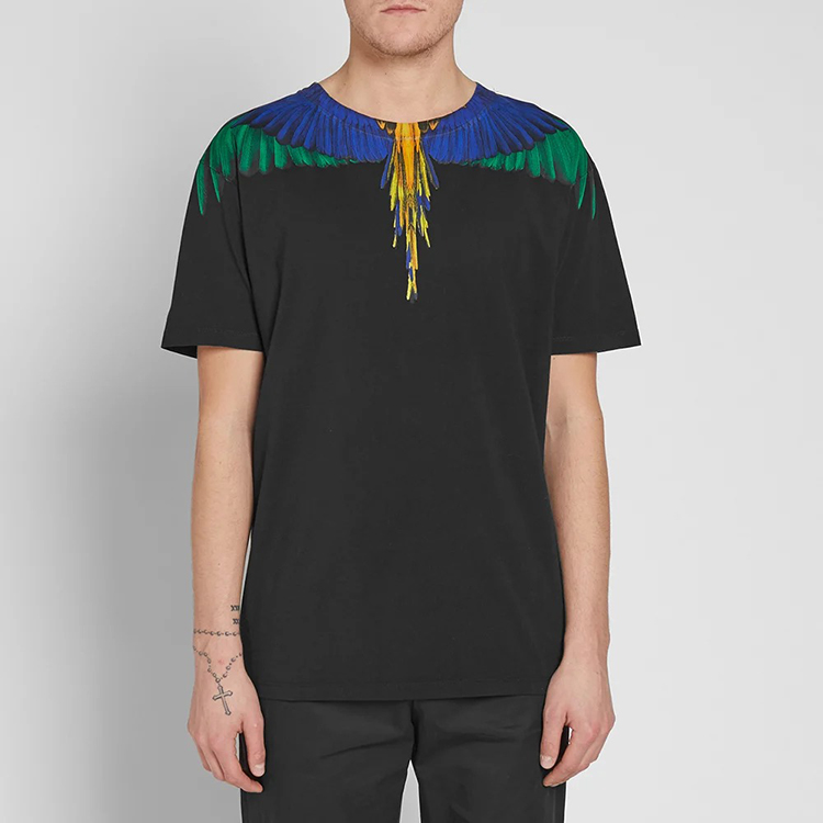 Lookbook Marcelo Burlon County Milan 彩翼印花拼色T恤 黑色 男款 CMAA018S180010041088